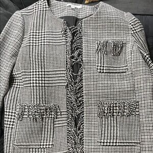 Chico's Black and White Patterned Blazer
